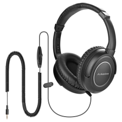 AVANTREE Hf039 Long Coiled Cord Headphones for Tv, 16.4 Feet / 5M Extended Range Cable, Over-Ear Headphones, 3.5MM Audio Output, Stereo Sound