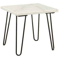 ACME FURNITURE Acme Telestis 22" Square Marble Top End Table In And Black In White