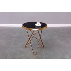Alexis Contemporary Round Accent Table - Rose Gold