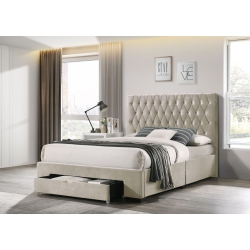AERYS Susie Storage Platform Bed (Queen) (Beige Velvet)