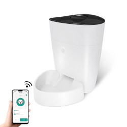 WENHOME Pet Feeder 4L, Wi-Fi Enabled Cat Dog Feeder Pet Dry Food, Health Record, Large Capacity, Dual Power, Quick Setting, Timed Dispensing