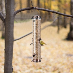 YARDLAB 15 Inch Metal Bird Feeder With 4 Feeding Ports, Retro Style Feeder for Outdoors Hanging Rainproof