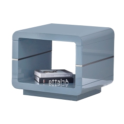 BEST QUALITY Contemporary Wood End Table With Glossy Light Lacquer Finish In Gray