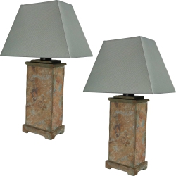SUNNYDAZE DECOR Sunnydaze 24 In Indoor/outdoor Natural Slate Neutral Table Lamp - Set Of 2