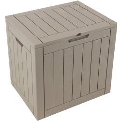 SUNNYDAZE DECOR Sunnydaze 32 Gal Faux Wood Plastic Outdoor Storage Box - Driftwood