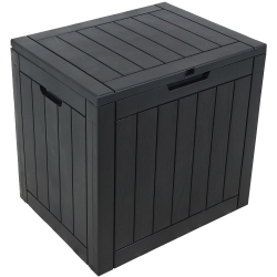 SUNNYDAZE DECOR Sunnydaze 32 Gal Faux Wood Plastic Outdoor Storage Box - Phantom In Gray