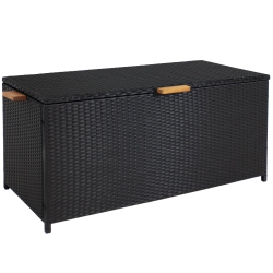 SUNNYDAZE DECOR Sunnydaze Resin Wicker Indoor/outdoor Storage Deck Box With Handles - In Black