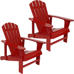 SUNNYDAZE DECOR Sunnydaze Fir Wood Adirondack Chair With Adjustable Back - - Set Of 2 In Red