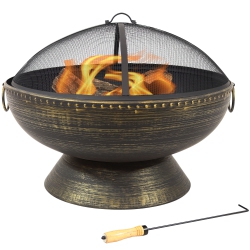 SUNNYDAZE DECOR Sunnydaze 30 In Steel Fire Pit With Handles, Spark Screen, Poker, And Grate