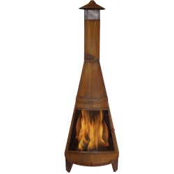 SUNNYDAZE DECOR Sunnydaze 70 In Steel Wood Burning Chiminea Fire Pit With Rain Cap - Rustic