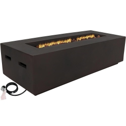 SUNNYDAZE DECOR Sunnydaze 56 In Concrete Propane Gas Fire Pit Coffee Table With Lava Rocks
