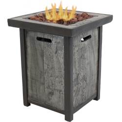 SUNNYDAZE DECOR Sunnydaze 24 In Weathered Square Smokeless Propane Gas Fire Pit Table