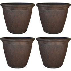 SUNNYDAZE DECOR Sunnydaze 24 In Anjelica Unbreakable Polyresin Planter - Rust - Set Of 4