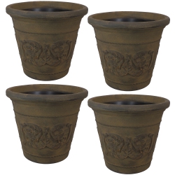 SUNNYDAZE DECOR Sunnydaze 19.5 In Arabella Polyresin Outdoor Planter - Sable - Set Of 4