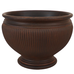 SUNNYDAZE DECOR Sunnydaze 16 In Elizabeth Ribbed Urn Dual-Wall Polyresin Planter - Rust