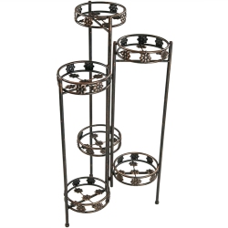 SUNNYDAZE DECOR Sunnydaze Bronze Steel 6-Tier Staggered Folding Plant Stand - 45 In