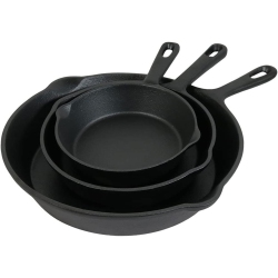 SUNNYDAZE DECOR Sunnydaze 3-Piece Cast Iron Pre-Seasoned Skillet Set With 3 Pans
