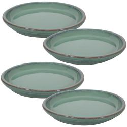 SUNNYDAZE DECOR Sunnydaze 12 In Glazed Ceramic Flower Pot/plant Saucer - Seafoam - Set Of 4