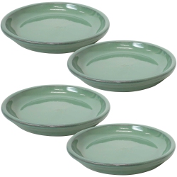 SUNNYDAZE DECOR Sunnydaze 7 In Glazed Ceramic Flower Pot/plant Saucer - Seafoam - Set Of 4