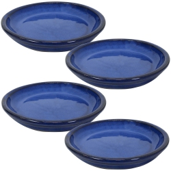 SUNNYDAZE DECOR Sunnydaze 7 In Glazed Ceramic Flower Pot/plant Saucer - - Set Of 4 In Blue