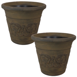 SUNNYDAZE DECOR Sunnydaze 19.5 In Arabella Polyresin Outdoor Planter - Sable - Set Of 2