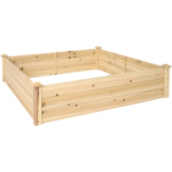 SUNNYDAZE DECOR Sunnydaze Wooden Fir Square Raised Garden Bed - 48 In - Natural