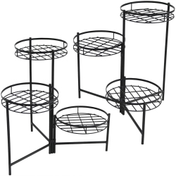 SUNNYDAZE DECOR Sunnydaze Iron Indoor/outdoor 3-Tier Plant Stand - 22 In - Set Of 2 In Black