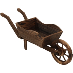 SUNNYDAZE DECOR Sunnydaze Natural Wooden Fir Decorative Wheelbarrow Garden Planter
