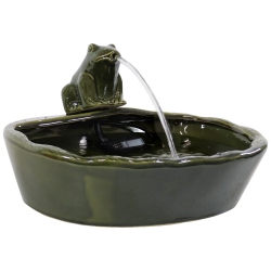 SUNNYDAZE DECOR Sunnydaze Frog Glazed Ceramic Outdoor Solar Water Fountain - 7 In