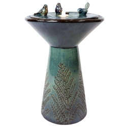 SUNNYDAZE DECOR Sunnydaze Gathering Birds Ceramic Outdoor Fountain With Led Lights - 28 In
