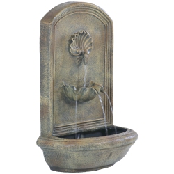 SUNNYDAZE DECOR Sunnydaze Seaside Polystone Outdoor Solar Wall Fountain - Florentine Stone