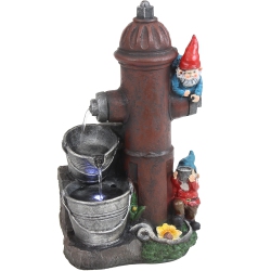 SUNNYDAZE DECOR Sunnydaze Electric Fire Hydrant Gnome Water Fountain With Led Light - 16 In