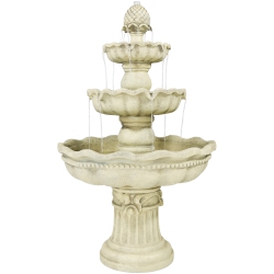 SUNNYDAZE DECOR Sunnydaze Pineapple Fiberglass Outdoor 3-Tier Water Fountain