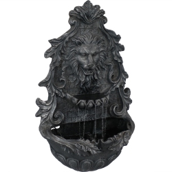 SUNNYDAZE DECOR Sunnydaze Stoic Courage Lion Head Polyresin Outdoor Solar Wall Fountain