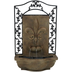SUNNYDAZE DECOR Sunnydaze French Lily Outdoor Solar Wall Fountain With Battery - Florentine
