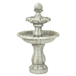 SUNNYDAZE DECOR Sunnydaze Resin Outdoor 2-Tier Solar Water Fountain With Battery - In White