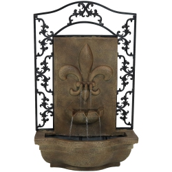 SUNNYDAZE DECOR Sunnydaze French Lily Polystone Outdoor Solar Wall Fountain - Florentine