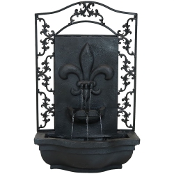 SUNNYDAZE DECOR Sunnydaze French Lily Polystone Outdoor Solar Wall Fountain - Lead
