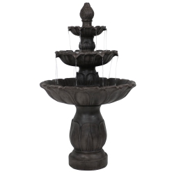 SUNNYDAZE DECOR Sunnydaze Classic Tulip Polystone Outdoor 3-Tier Fountain - In Dark Brown