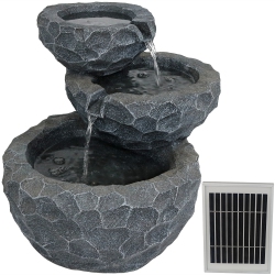 SUNNYDAZE DECOR Sunnydaze 3-Tier Chiseled Basin Solar Water Fountain With Battery - 17 In