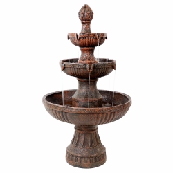 SUNNYDAZE DECOR Sunnydaze Flower Blossom Resin Outdoor 3-Tier Fountain - In Brown