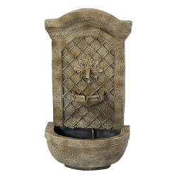 SUNNYDAZE DECOR Sunnydaze Rosette Leaf Polystone Outdoor Wall Fountain - Florentine Stone