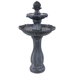 SUNNYDAZE DECOR Sunnydaze Arcade Resin Outdoor 2-Tier Solar Fountain With Battery - In Black