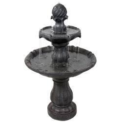 SUNNYDAZE DECOR Sunnydaze Resin Outdoor 2-Tier Solar Water Fountain With Battery - In Black
