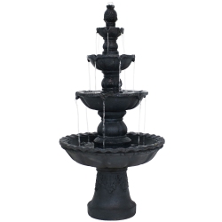 SUNNYDAZE DECOR Sunnydaze Pineapple Resin Outdoor 4-Tier Water Fountain - In Black