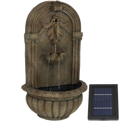SUNNYDAZE DECOR Sunnydaze Florence Polystone Outdoor Solar Wall Fountain - Florentine Stone