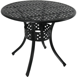 SUNNYDAZE DECOR Sunnydaze 33 In Cast Aluminum Round Patio Dining Table - In Black