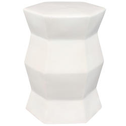 SUNNYDAZE DECOR Sunnydaze 17.25 In Moderno Geometric Glaze Ceramic Garden Stool - In White