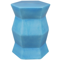 SUNNYDAZE DECOR Sunnydaze 17.25 In Moderno Geometric Glaze Ceramic Garden Stool - Moonstone