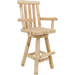 SUNNYDAZE DECOR Sunnydaze Rustic Log Style Unfinished Fir Wood Indoor Bar Stool